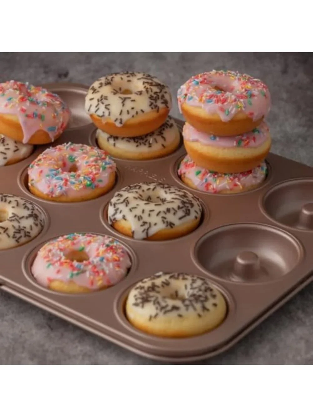Nonstick 12-Cavity Donut Pan, PFOA & BPA Free, Perfect for Baking Delicious